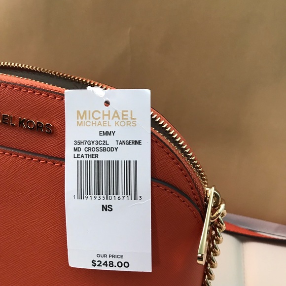 NWT MICHAEL KORS TANGERINE MD CROSSBODY LEATHER - Picture 5 of 8